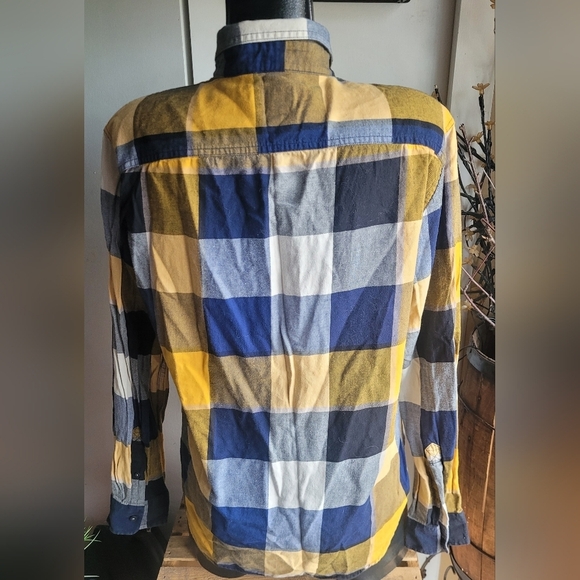 American Eagle Yellow and Blue Plaid Shirt M - Picture 4 of 5